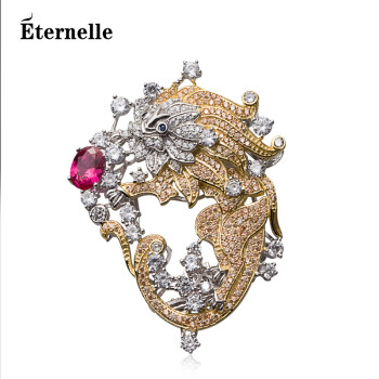 Eternelle法国永恒欧美高档胸针珠宝款大衣胸花淡水养殖珍珠毛衣链女璀璨金色	